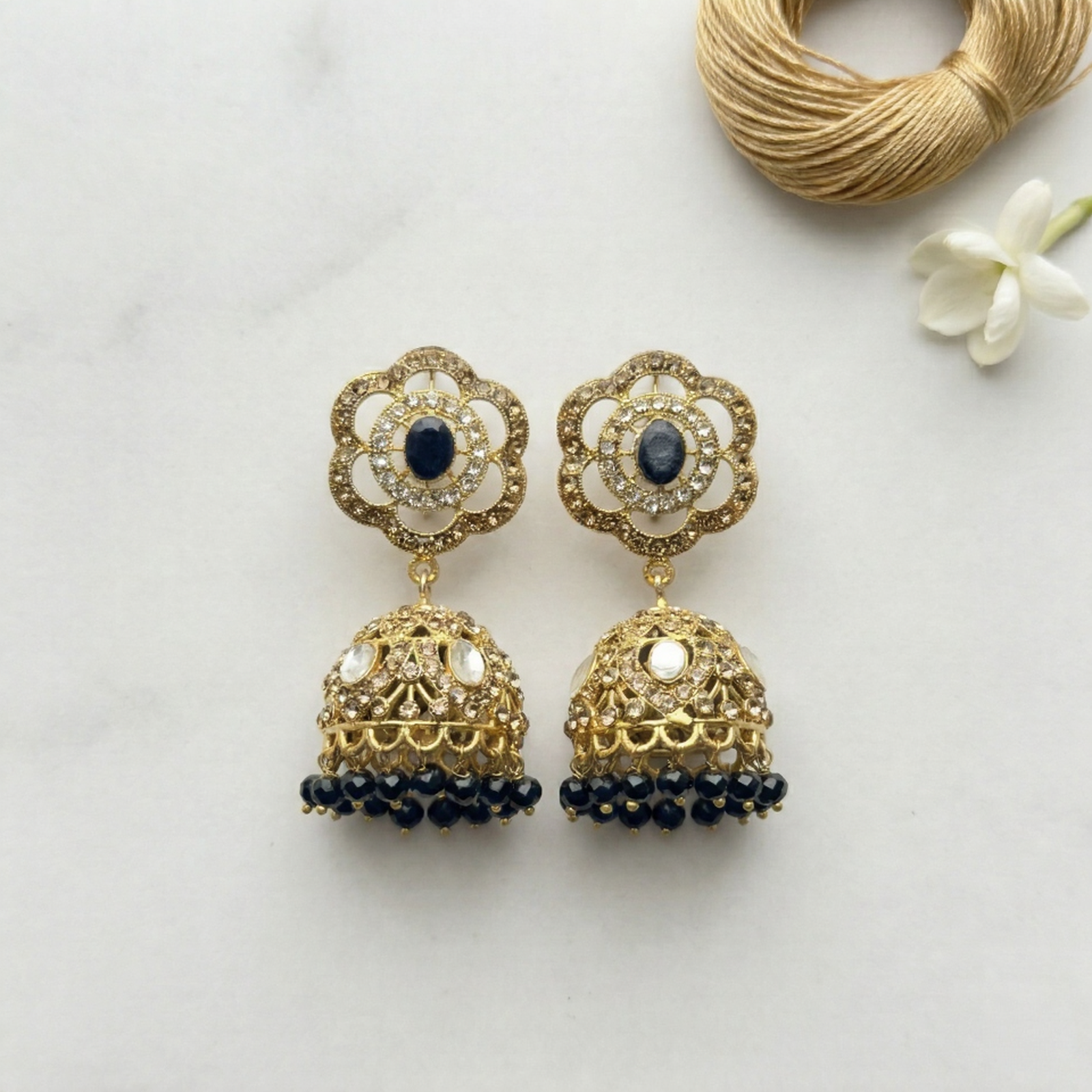 Midnight Bloom Jhumka J-01 - Image 2