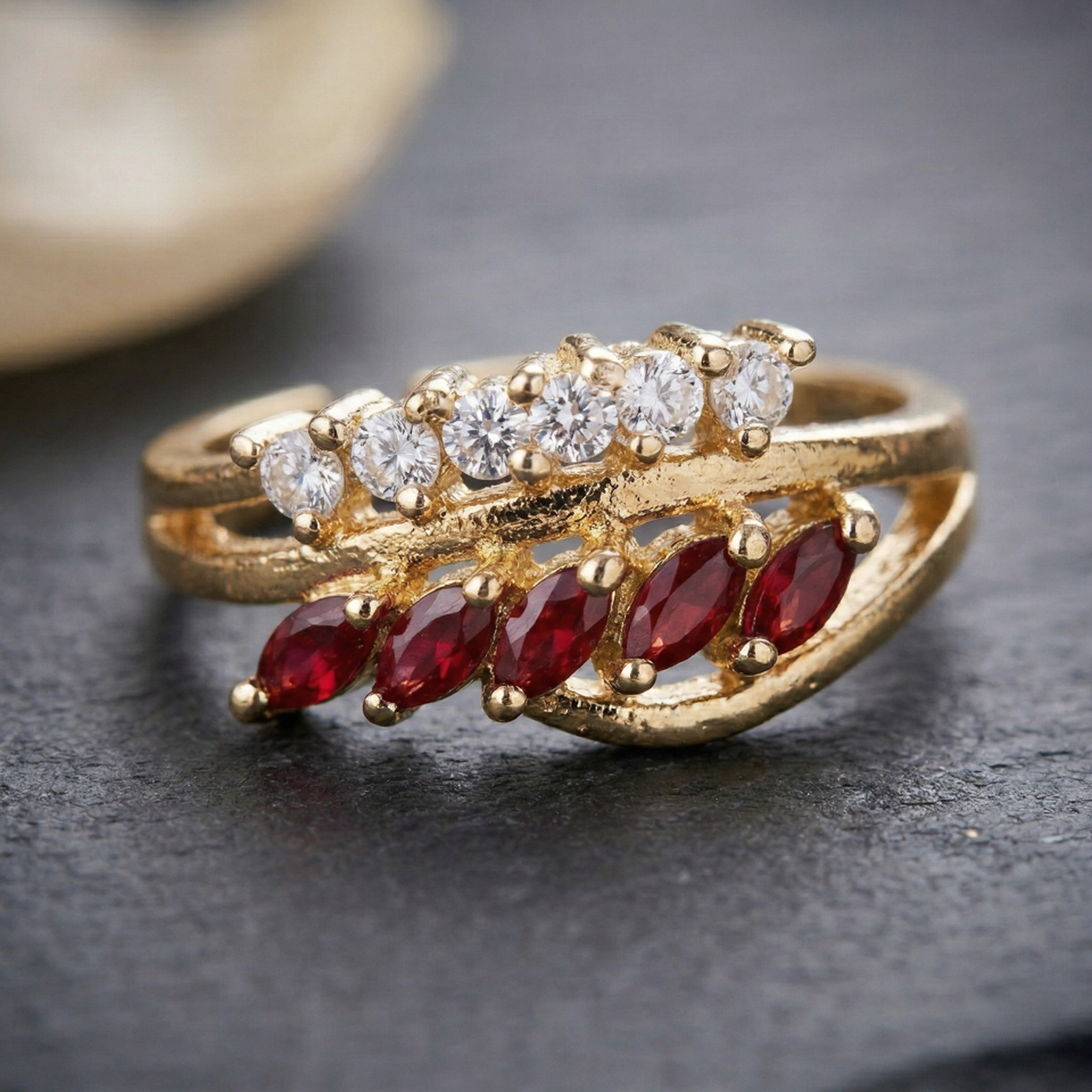 Crimson Bloom Bypass Ring R-02