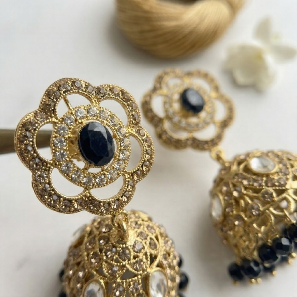 Midnight Bloom Jhumka J-01