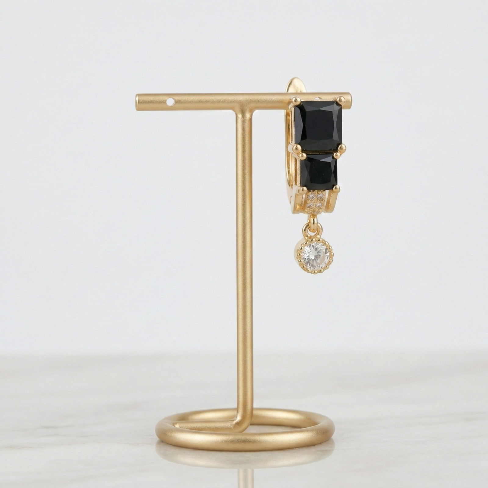 Noir Duo-Stone Hoops Earrings ER-07