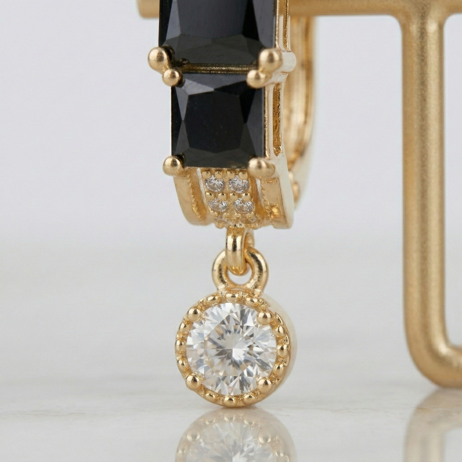 Noir Duo-Stone Hoops Earrings ER-07 - Image 2