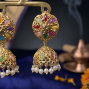 Multi-color Mosaic Heritage Jhumkas J-05