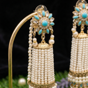 Firuza Pearl Pillar Jhumkas J-06