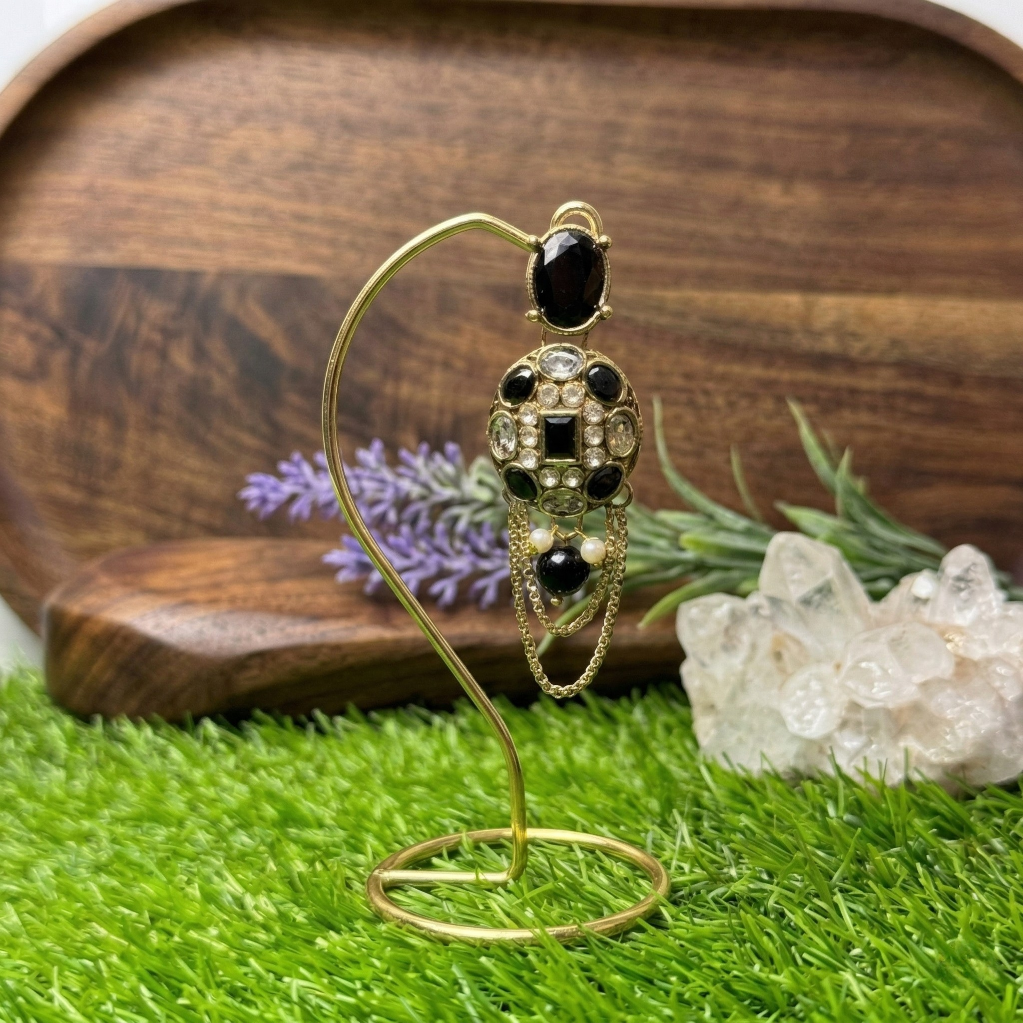 Onyx & Gold Byzantine Earrings E-10 - Image 2