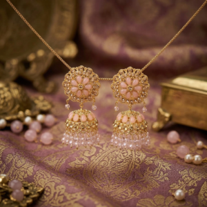 Gilded Rose Filigree Jhumkhis