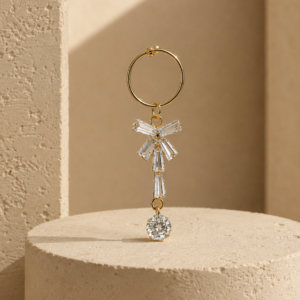 Golden Crystal Bow Drop Earrings ER-12